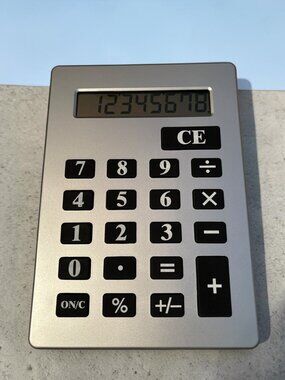 Jumbo Large Silver Solar Desktop Calculator With 12-Digit Display & Foldable Sta